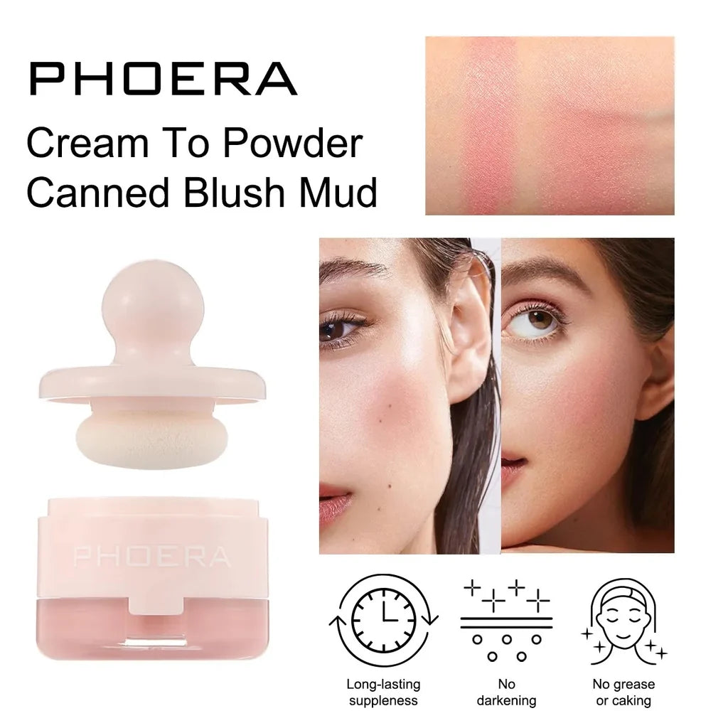 Phoera Cream To Powder Canned Blush Mud