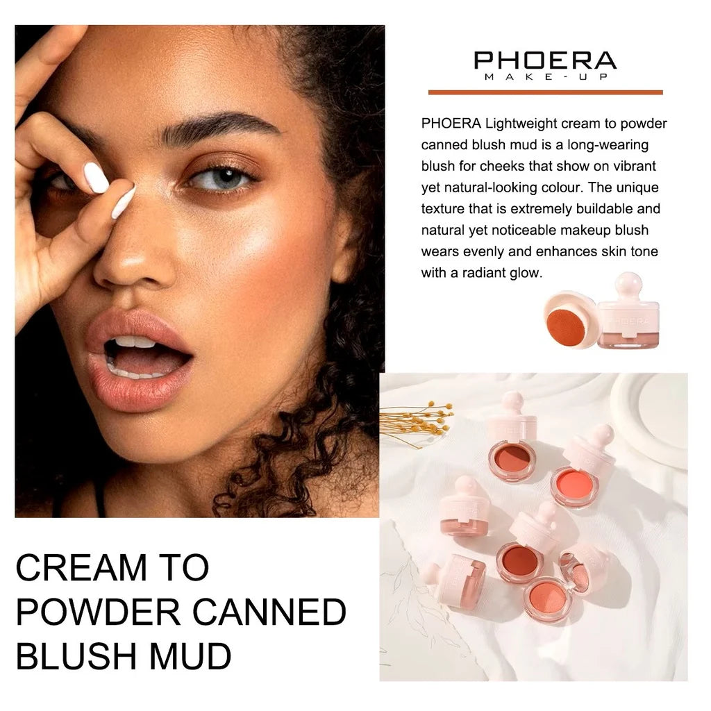 Phoera Cream To Powder Canned Blush Mud