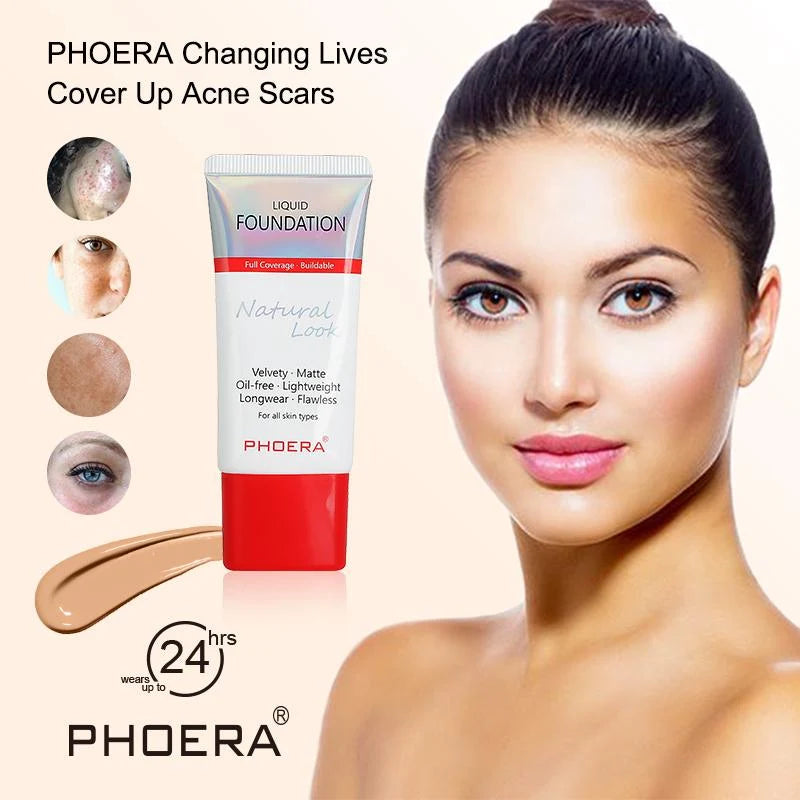 Phoera Velvety Matte Cover Liquid Foundation